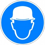 Veiligheidshelm verplicht, pictogrammen en stickers